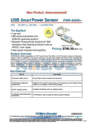 PWR-6GHS datasheet - USB Smart Power Sensor