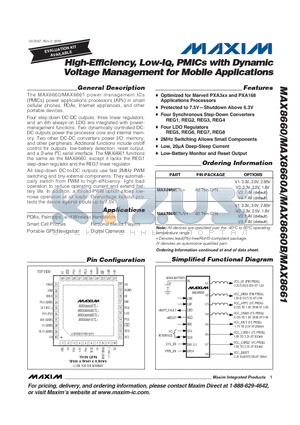 MAX8661 datasheet - High-Efficiency, Low-IQ, PMICs with Dynamic Voltage Management for Mobile Applications