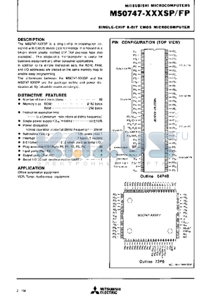 M50747 datasheet - SINGLE-CHIP 8-BIT CMOS MICROCOMPUTER