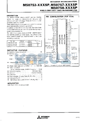 M50758-XXXSP datasheet - SINGLE-CHIP 8-BIT CMOS MICROCOMPUTER