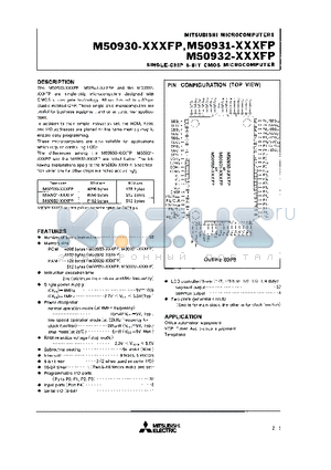 M50930 datasheet - SINGLE CHIP  8 BIT CMOS MICROCOMPUTER