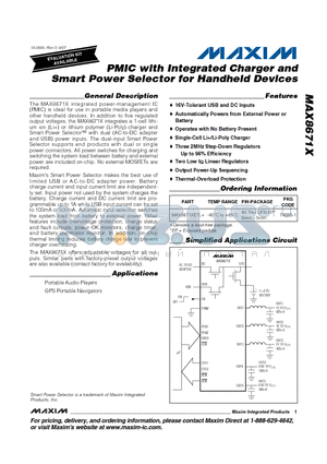 MAX8671X_08 datasheet - PMIC with Integrated Charger and Smart Power Selector for Handheld Devices