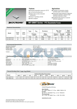 MF-SMHT160 datasheet - MF-SMHT Series - PTC Resettable Fuses