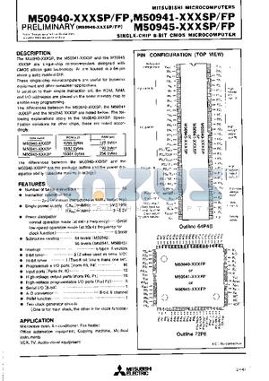 M50945-168SP datasheet - SINGLE-CHIP 8-BIT CMOS MICROCOMPUTER