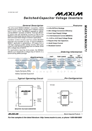 MAX871EUK datasheet - Switched-Capacitor Voltage Inverters