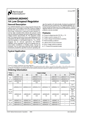 LM2940CT-15 datasheet - 1A Low Dropout Regulator