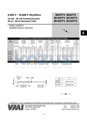 M50FF3 datasheet - 5,000 V - 16,000 V Rectifiers