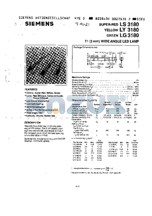 LY3180-J datasheet - T1 (3mm) WIDE ANGLE LED LAMP