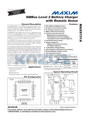 MAX8731A datasheet - SMBus Level 2 Battery Charger with Remote Sense