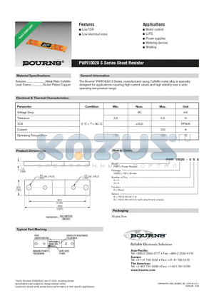 PWR10020-4SA datasheet - Shunt Resistor