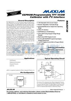 MAX8738EUA datasheet - EEPROM-Programmable TFT VCOM Calibrator with I2C Interface