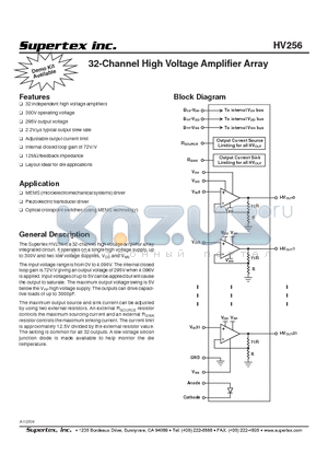 HV256FG datasheet - 32-Channel High Voltage Amplifier Array