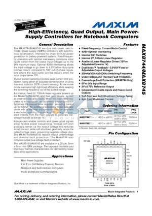 MAX8745ETJ+ datasheet - High-Efficiency, Quad Output, Main Power-Supply Controllers for Notebook Computers