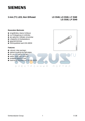 LY3340-M datasheet - 3 mm (T1) LED, Non Diffused