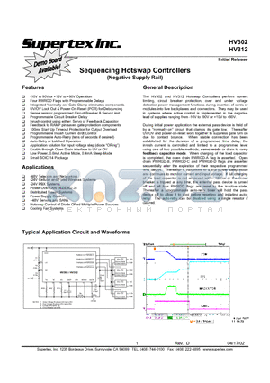 HV302NG datasheet - Sequencing Hotswap Controllers