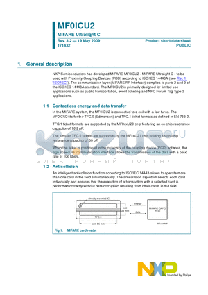 MF0MOU2101DA4 datasheet - MIFARE Ultralight C