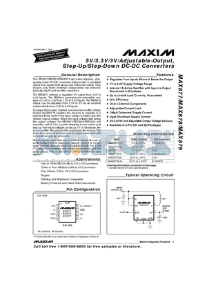 MAX877EPA datasheet - 5V/3.3V/3V/Adjustable-Output, Step-Up/Step-Down DC-DC Converters