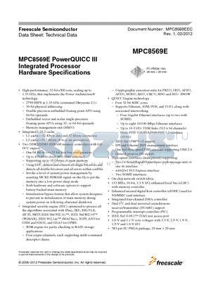 MPC8569E datasheet - MPC8569E PowerQUICC III