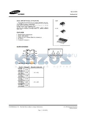 KA1458AI datasheet - DUAL OPERATIONAL AMPLIFIERS