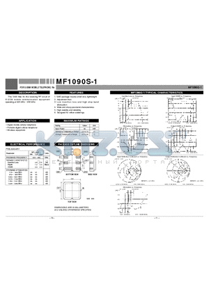 MF1090S-1 datasheet - FOR E-GSM MOBILE TELEPHONE, Rx