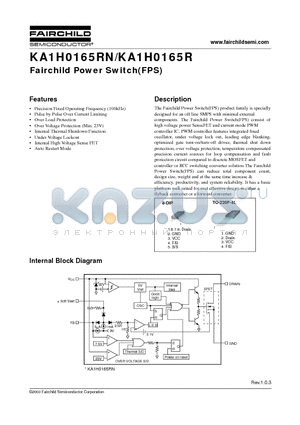 KA1H0165R-TU datasheet - Fairchild Power Switch(FPS)