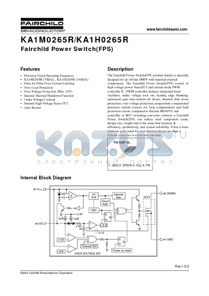 KA1H0265RTU datasheet - Fairchild Power Switch(FPS)