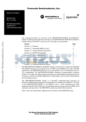 MPC859TTS datasheet - PowerQUICC Family Technical Summary