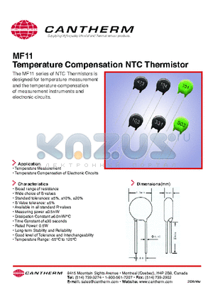 MF11 datasheet - Temperature Compensation NTC Thermistor