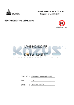 LY45840/S22-PF datasheet - RECTANGLE TYPE LED LAMPS