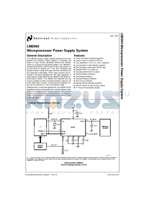 LM2984 datasheet - Microprocessor Power Supply System