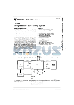 LM2984T datasheet - Microprocessor Power Supply System
