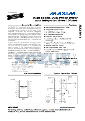 MAX8811_07 datasheet - High-Speed, Dual-Phase Driver with Integrated Boost Diodes