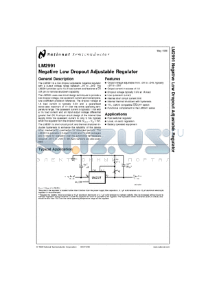 LM2991J-QML datasheet - Negative Low Dropout Adjustable Regulator