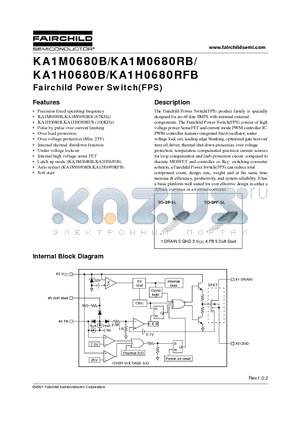 KA1M0680B-YDTU datasheet - Fairchild Power Switch(FPS)