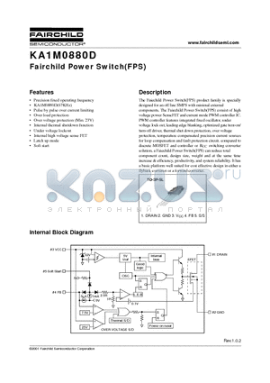 KA1M0880D-YDTU datasheet - Power Switch(FPS)