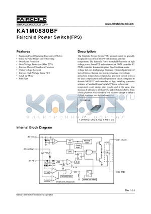 KA1M0880BF-TU datasheet - Fairchild Power Switch(FPS)