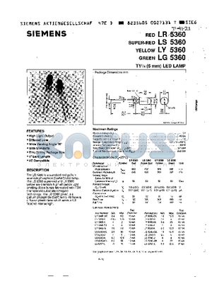 LY5360 datasheet - T1 (5mm) LED LAMP