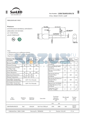 LM2CR20DLSDLCR datasheet - OVAL SOLID STATE LAMP