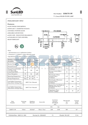 LM2CY11W datasheet - T-1 (3mm) SOLID STATE LAMP
