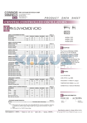 HV54I-150-44.736M datasheet - 14 PIN 5.0V HCMOS VCXO