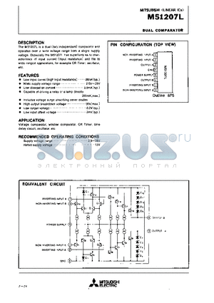 M51207L datasheet - DUAL COMPARATOR