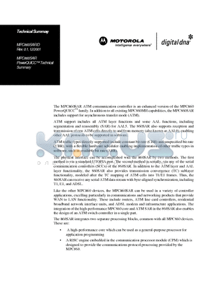 MPC860SRZP40 datasheet - ATM communication controller