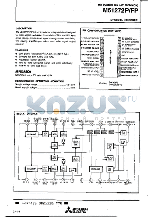 M51272 datasheet - NTSC/PAL ENCODER