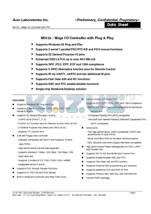 M512X datasheet - Mega I/O Controller with Plug & Play