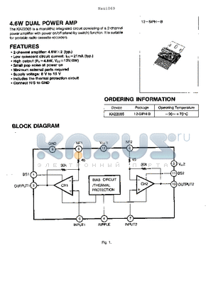 KA22065 datasheet - 4.6W DUAL POWER AMP