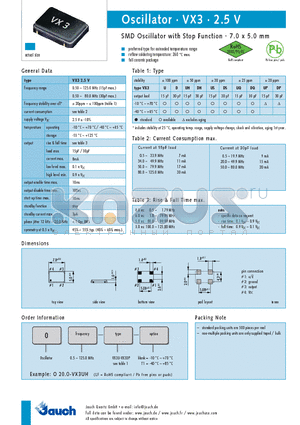 O20.0-VX3DH datasheet - SMD Oscillator with Stop Function