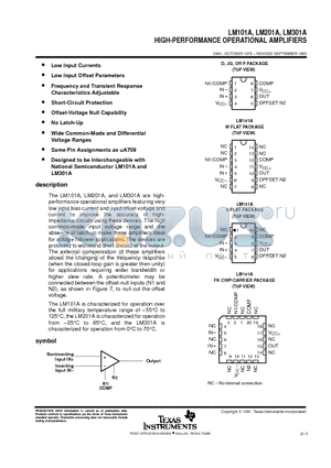 LM301AD datasheet - HIGH-PERFORMANCE OPERATIONAL AMPLIFIERS