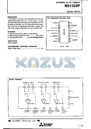 M51320P datasheet - ANALOG SWITCH