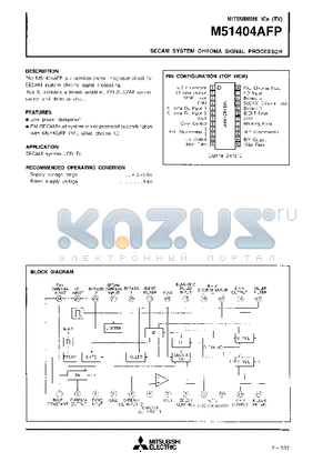 M51404AFP datasheet - SECAM SYSTEM CHROMA SIGNAL PROCESSOR