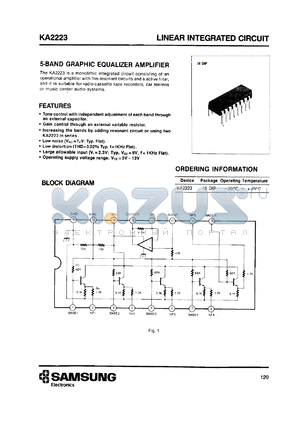 KA2223 datasheet - 5-BAND GRAPHIC EQUALIZER AMPLIFIER